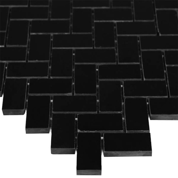 Mozaic Pure Black Herringbone 48